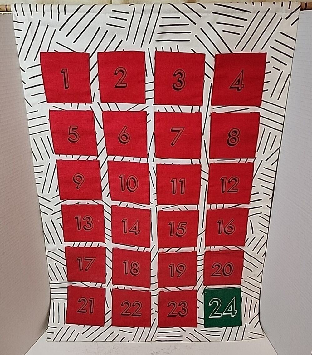 West Elm Modern Advent Calender Countdown To Holiday Christmas 20"x30" Hanging